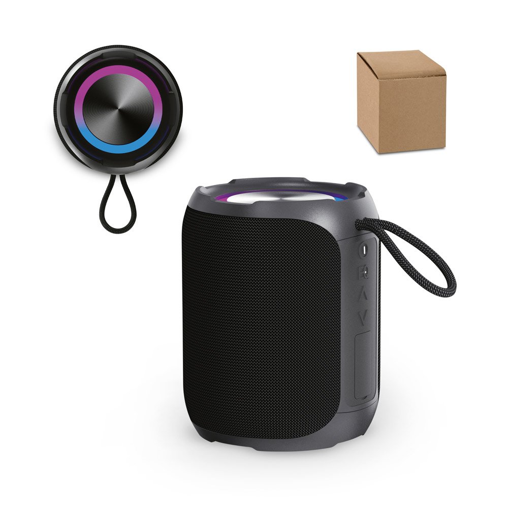 Caixa de som à prova de água (IPX6), em ABS 100% reciclado (2'600 mAh) SP-97177-103 na cor Preto