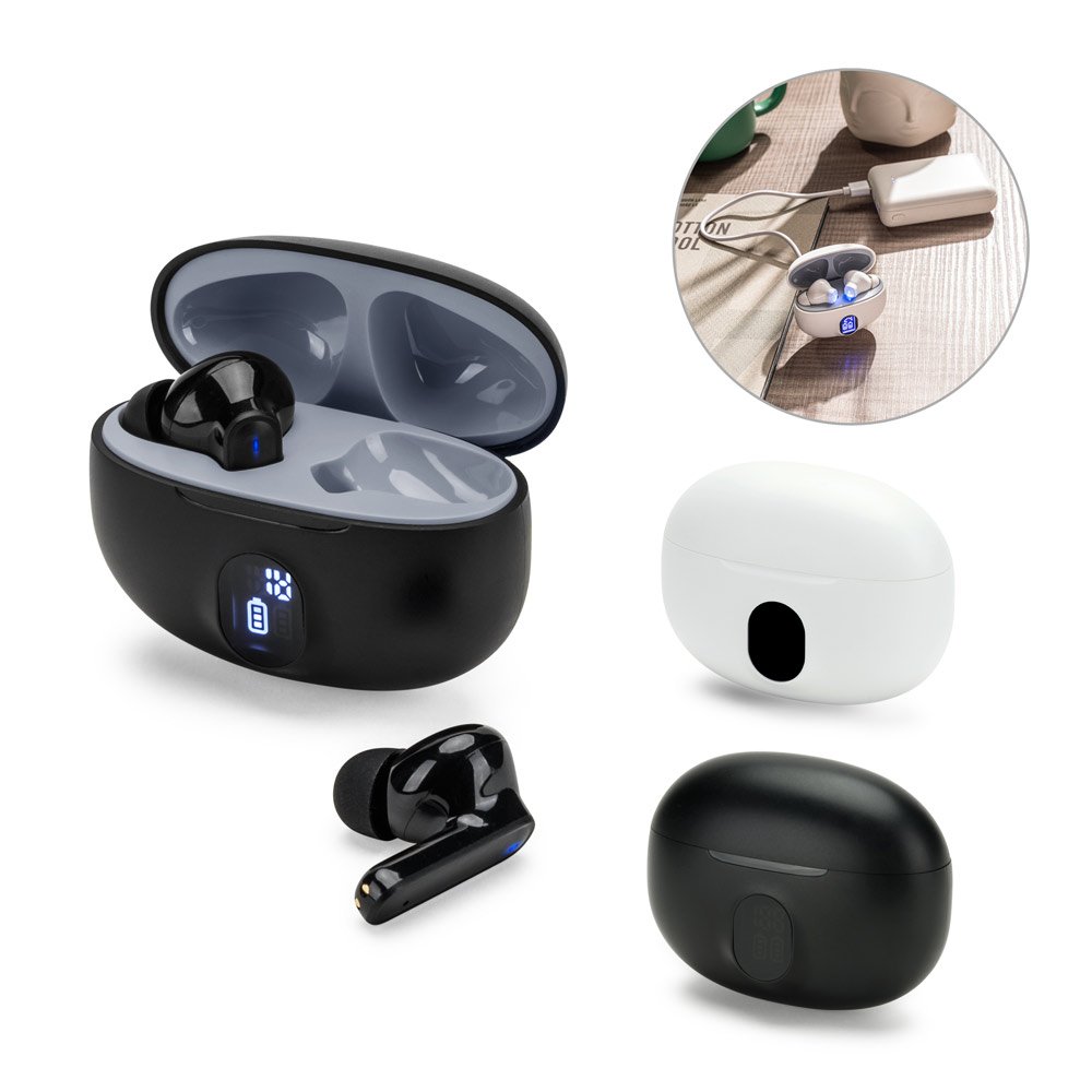 Fones de ouvido wireless com autonomia de 4h (200 mAh), em ABS 100% reciclado SP-97188-106 na cor Branco