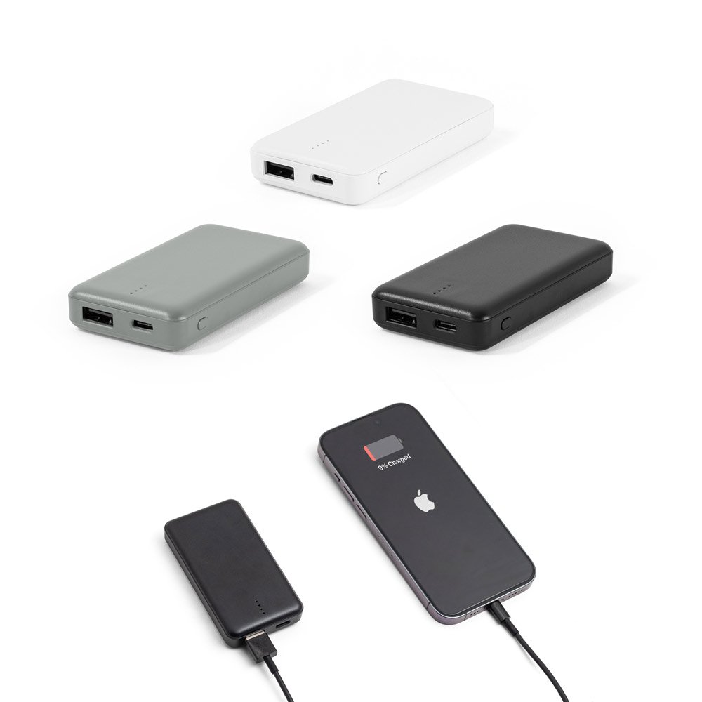 Bateria portátil em ABS 100% reciclado (4'000 mAh) SP-97195-113 na cor Cinza