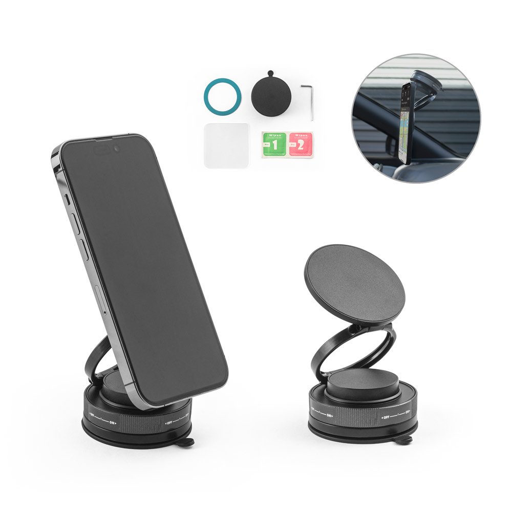 Suporte magnético para celular com sistema de fixação em vácuo para superfícies lisas e não lisas (rotação de 360º) SP-97218-103 na cor Preto
