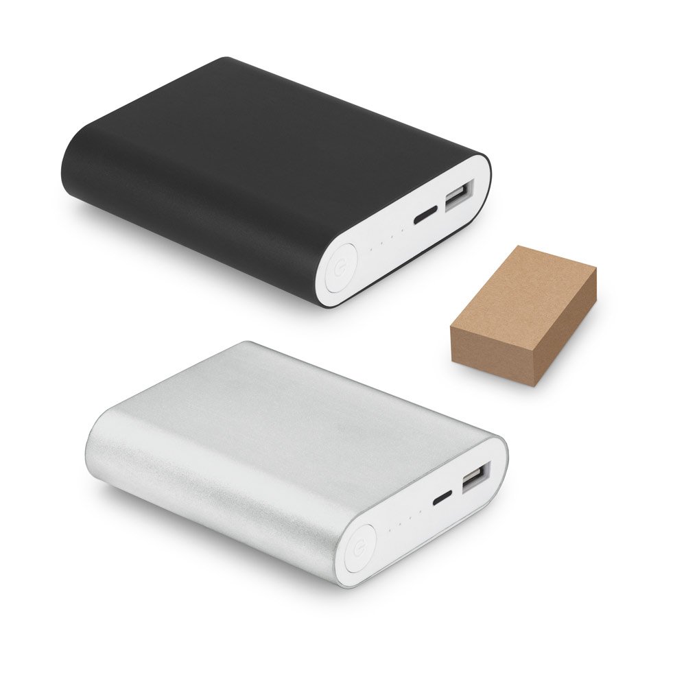 Bateria portátil em alumínio e bateria de lítio (8'000 mAh) SP-97384-127 na cor Cromado satinado