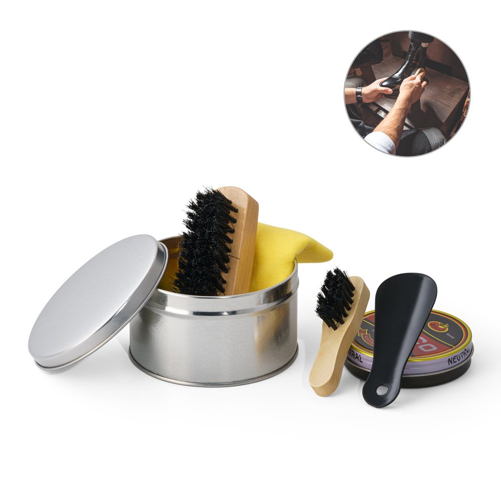 Kit de limpeza de sapatos com 5 peças SP-98117-127 na cor Cromado satinado