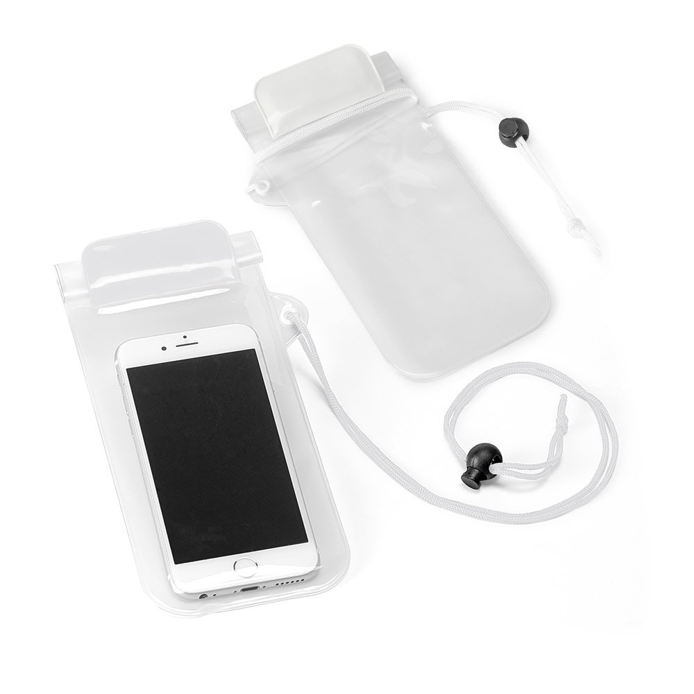 Bolsa para celular em PVC resistente à água SP-98266-106 na cor Branco