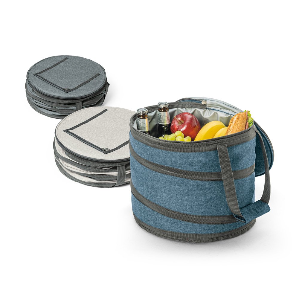 Cooler. Sacola térmica flexível 13 L em 600D SP-98425-116 na cor Branco pastel