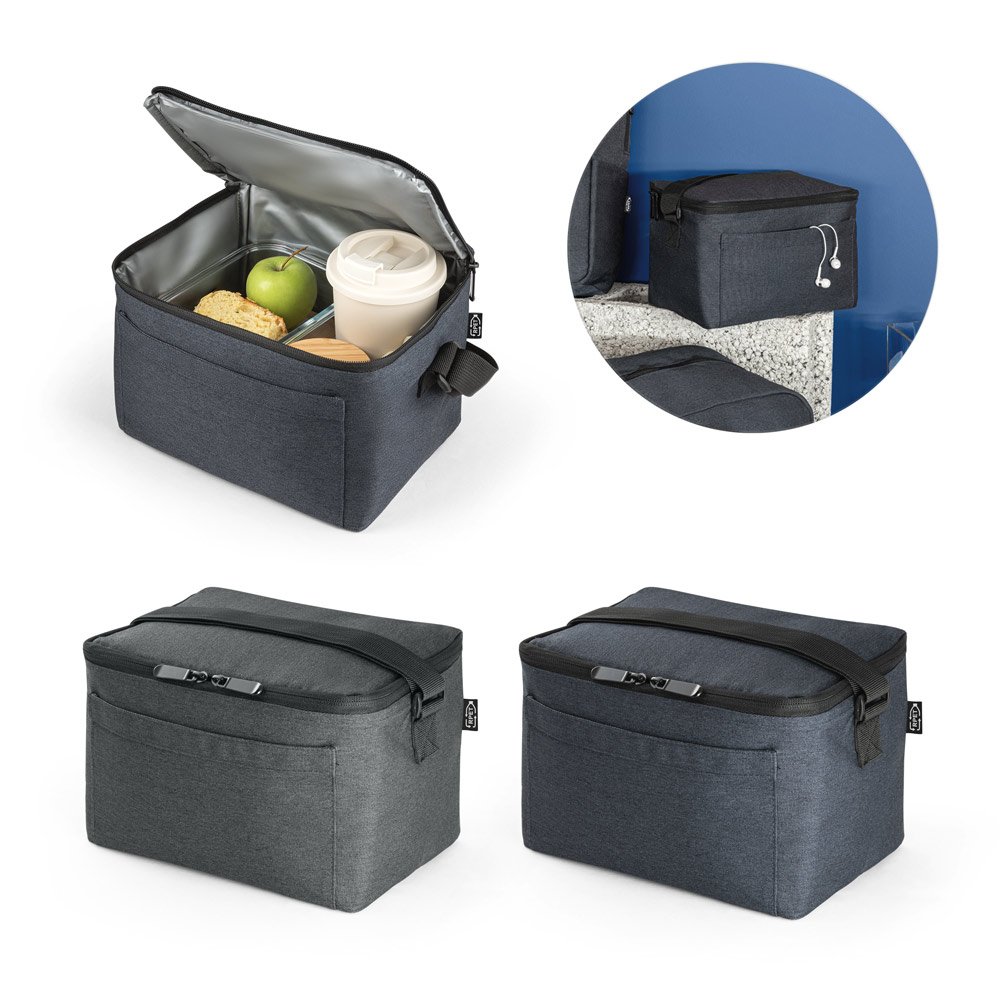 Cooler. Bolsa térmica em poliéster reciclado 600D com interior forrado em PEVA 6 L SP-98427-113 na cor Cinza