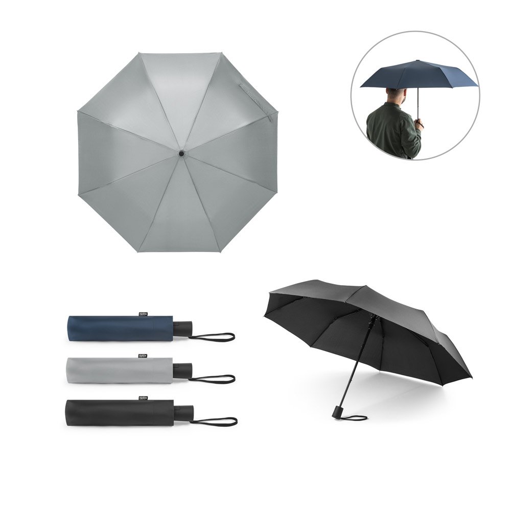 Guarda-chuva, dobrável, em poliéster 100% reciclado com abertura automática SP-99041-123 na cor Cinza claro