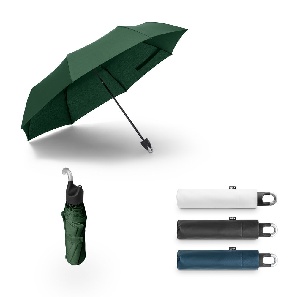 Guarda-chuva, dobrável, de 21'' em poliéster 100% reciclado pongee 190T SP-99092-106 na cor Branco