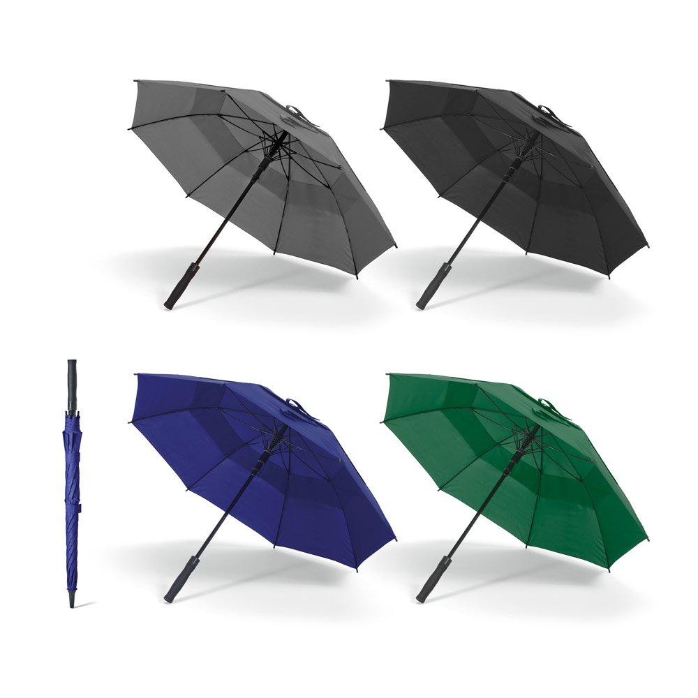 Guarda-chuva em poliéster 100% reciclado 190T com abertura automática SP-99099-103 na cor Preto