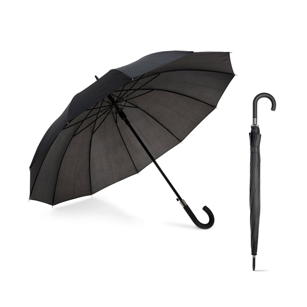 Guarda-chuva de 12 varetas em poliéster 190T com abertura automática SP-99126-103 na cor Preto