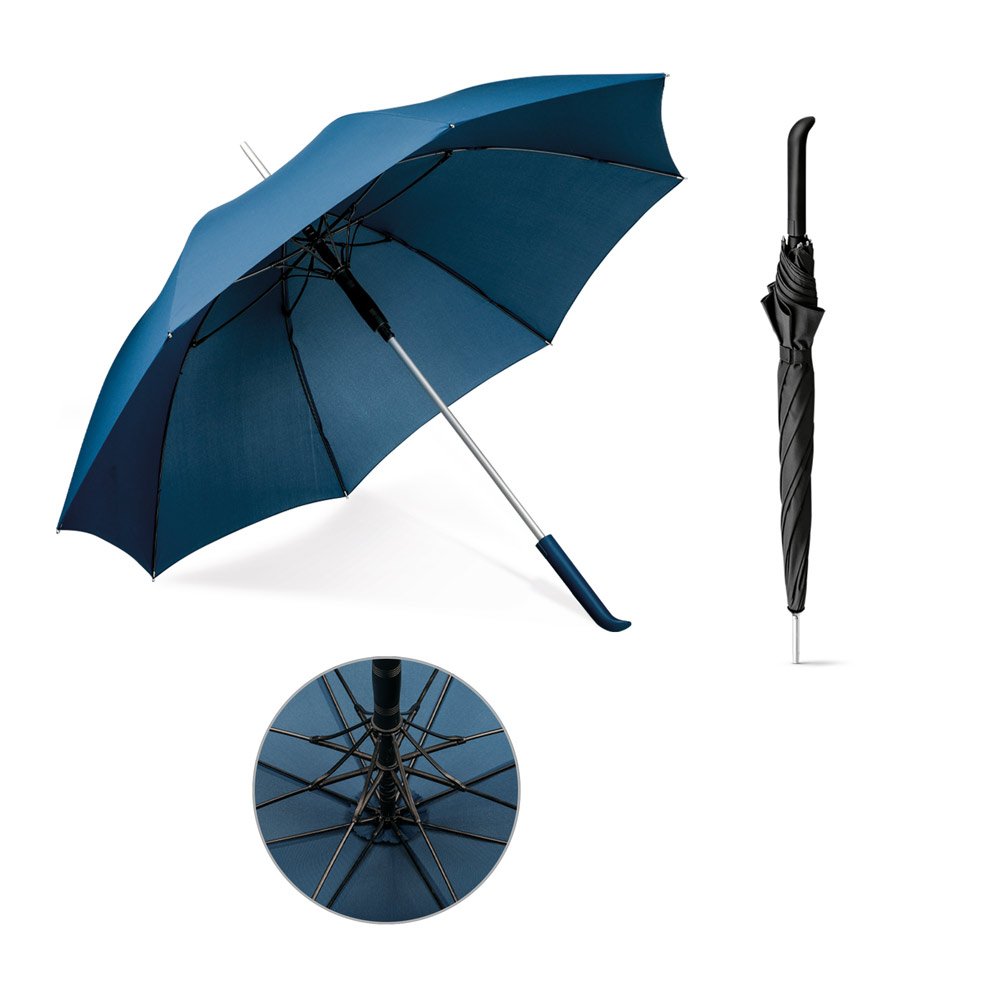 Guarda-chuva em 190T pongee com varetas em fibra de vidro SP-99155-104 na cor Azul