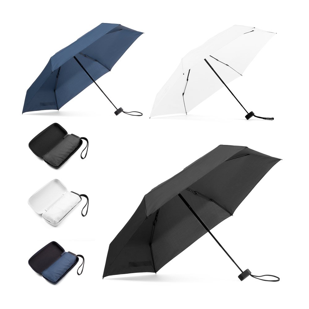 Mini guarda-chuva compacto de 19” em pongee 190T SP-99174-106 na cor Branco
