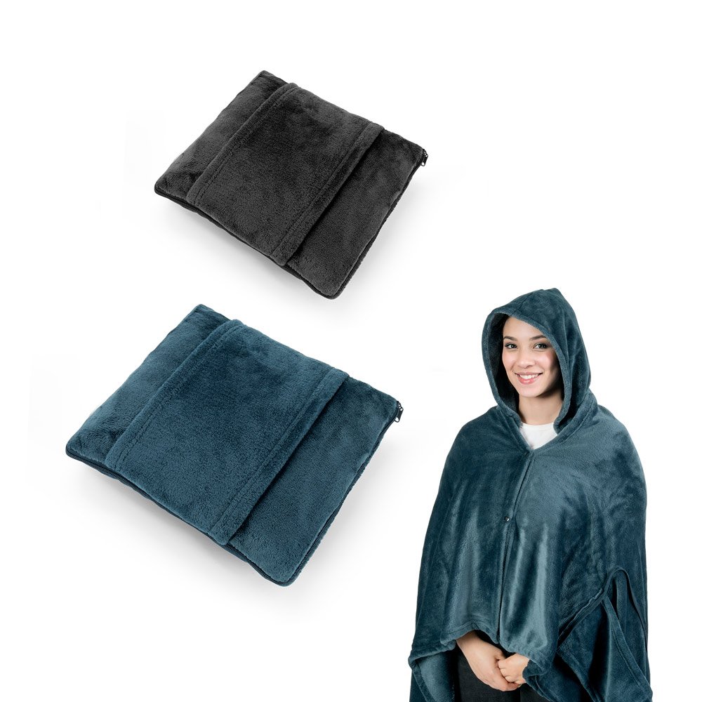 Manta 3 em 1 em tecido polar (220 g/m²) ideal para viagens SP-99178-104 na cor Azul