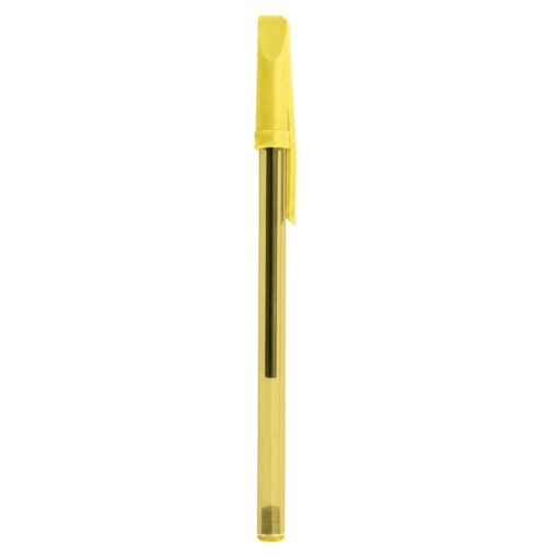 CANETA PLÁSTICA TRANSLUCIDA C/ TAMPA  SPX-13629T-AMA NA COR AMARELO