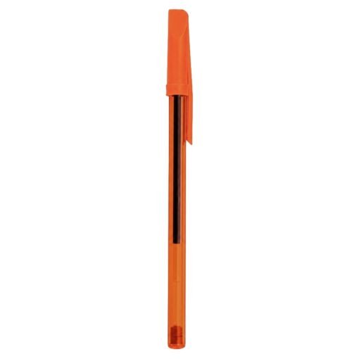 CANETA PLÁSTICA TRANSLUCIDA C/ TAMPA  SPX-13629T-LAR NA COR LARANJA
