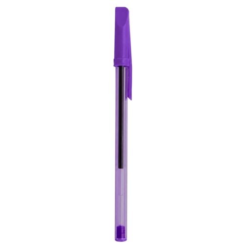 CANETA PLÁSTICA TRANSLUCIDA C/ TAMPA  SPX-13629T-ROX NA COR ROXO