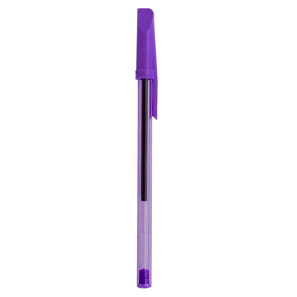 CANETA PLÁSTICA TRANSLUCIDA C/ TAMPA SPX-13629T-ROX NA COR ROXO