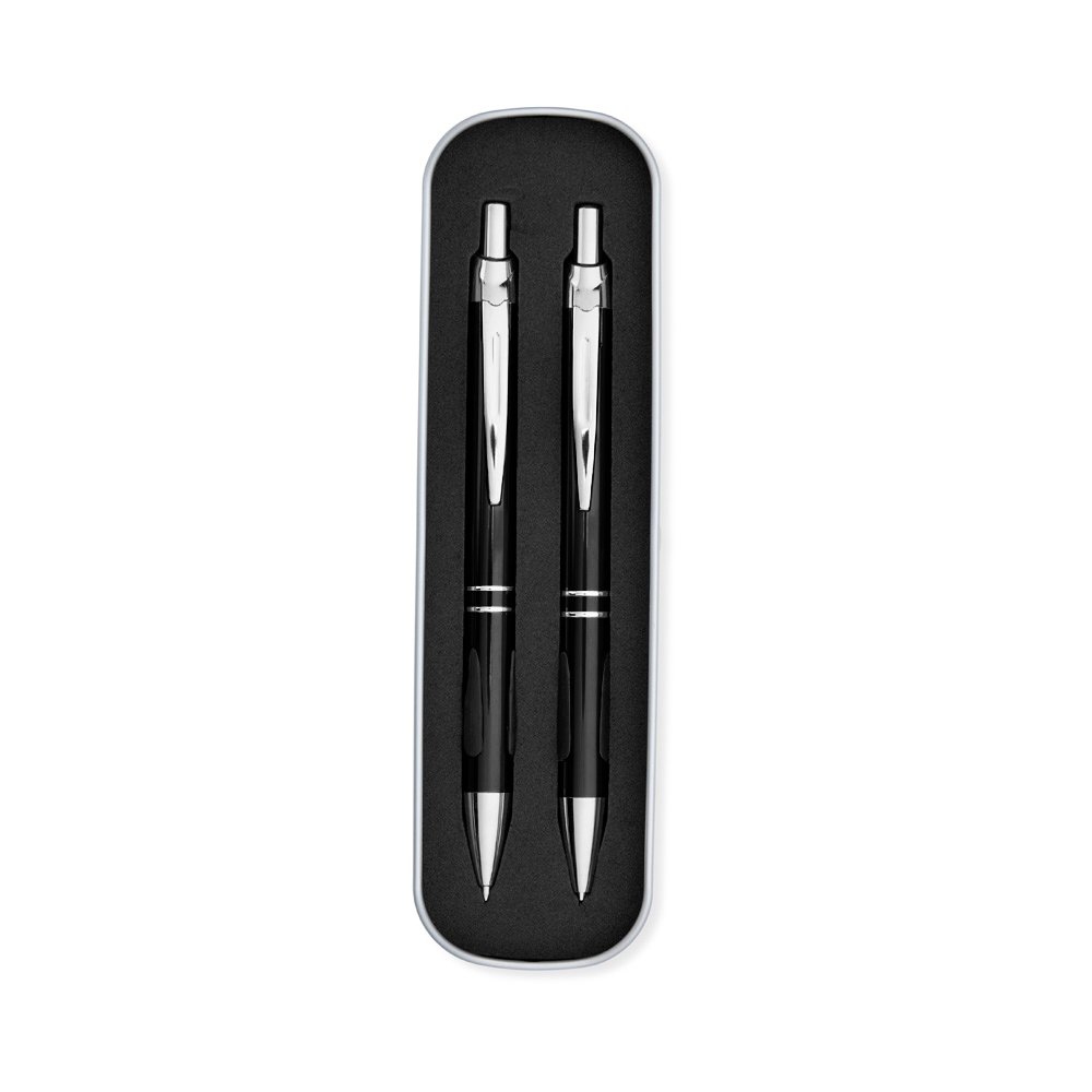 CONJUNTO CANETA E LAPISEIRA METAL SPX-06078-PRE NA COR PRETO