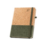 Agenda em cortiça e linho SP-66199-129 na cor Verde escuro